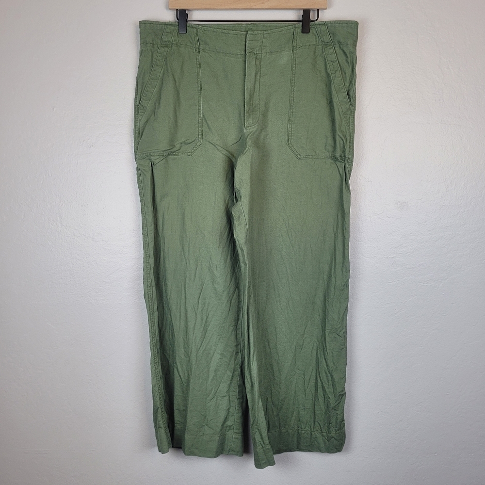 GAP Linen Cotton Blend Olive Green Wide Leg Flowy Cozy Comfy Lounge Pants